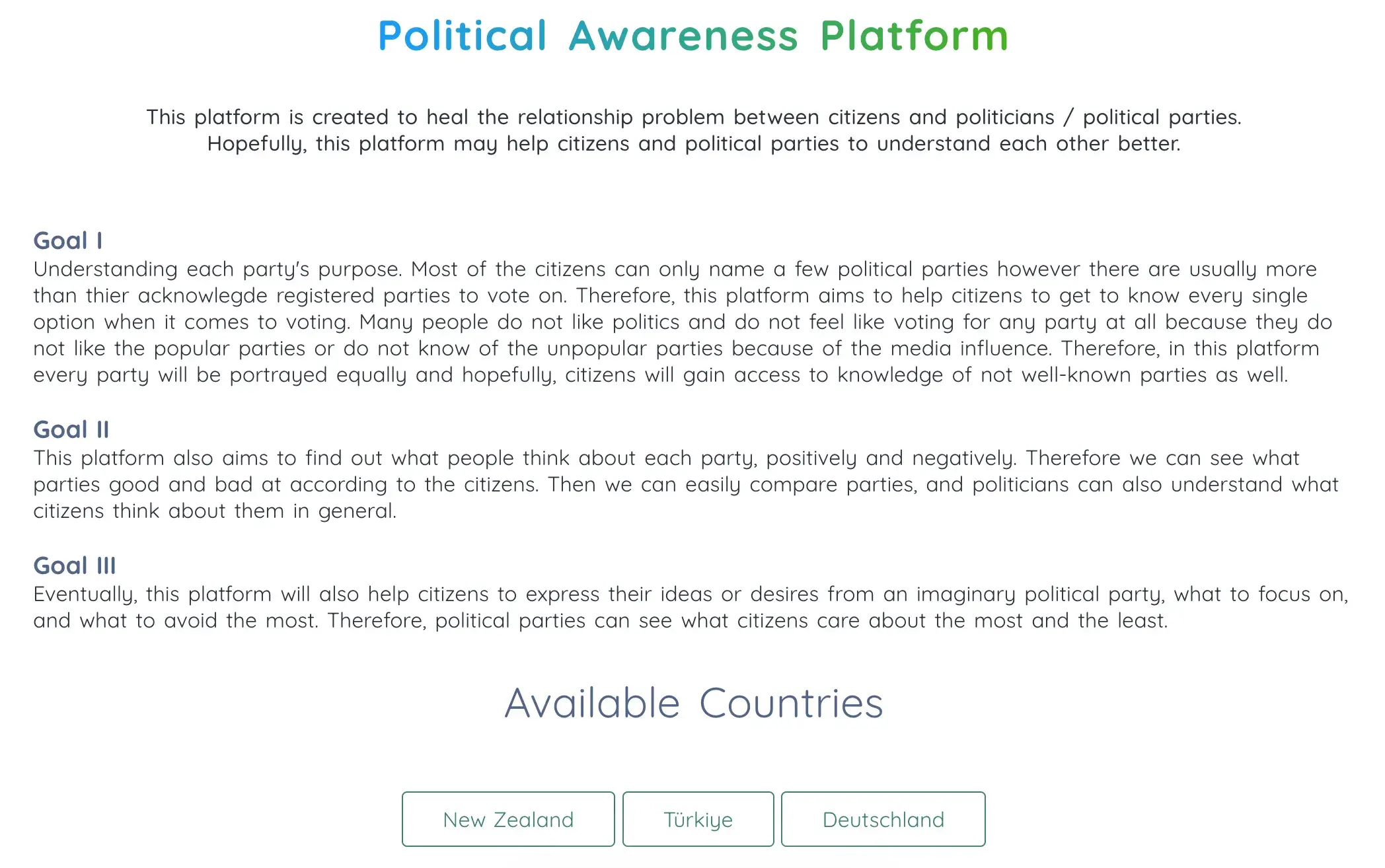 Political Awareness Platform